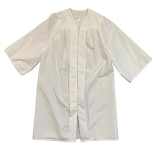 Jostens White Graduation‎ Gown Robe Unisix Size 5'1"-5'3" Polyester Unisex
